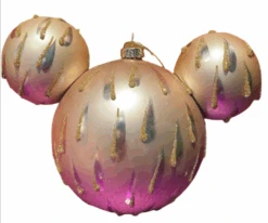 Disney Parks Mickey Mouse Gold Drops Icon Glass Christmas Ornament New With Tag