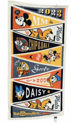 Disney Parks 2023 Mickey And Friends Pennant Beach Towel New With Tag