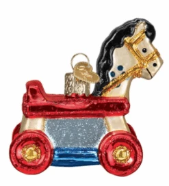 Old World Christmas Rolling Horse Toy Glass Christmas Ornament New With Box