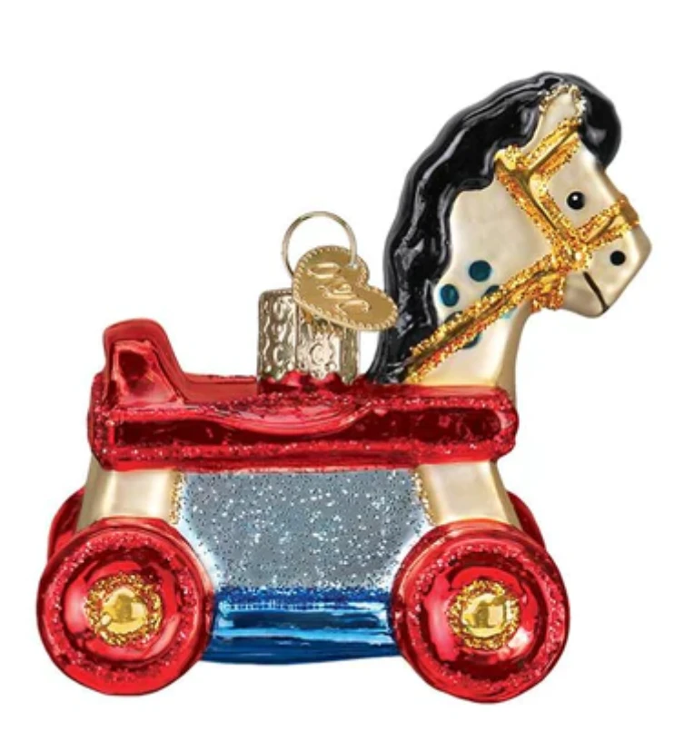 Old World Christmas Rolling Horse Toy Glass Christmas Ornament New With Box 1 Old World Christmas Rolling Horse Toy Glass Christmas Ornament New With Box