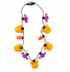 Disney Parks Halloween 2023 Mickey Pumpkin And Candies Light Up Necklace New