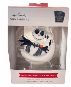 Hallmark Disney Nightmare Jack Skellington + Zero Christmas Ornament New W Box