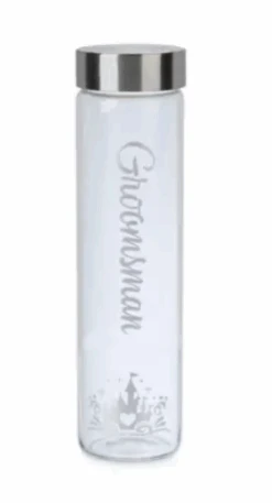 Disney Parks Fairy Tale Wedding ''Groomsman'' Glass Water Bottle New With Tag