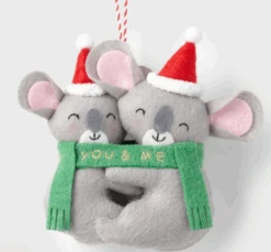 Fabric Koala Bears 'You & Me' Christmas Tree Ornament Wondershop New With Tag