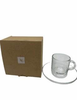 Nespresso Vertuo Espresso Coffee Glass Cup With Saucer New With Box