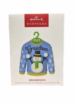 Hallmark 2023 Keepsake Grandson Christmas Sweater Ornament New With Box