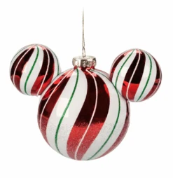 Disney Mickey Peppermint Icon Glass Ball Sketchbook Christmas Tree Ornament New