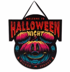 Disney Parks 2023 Mickey Pumpkin Welcome To Halloween Night Door Sign New W Tag