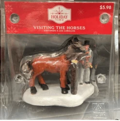Holiday Time Visiting The Horses Christmas Figurine New With Box
