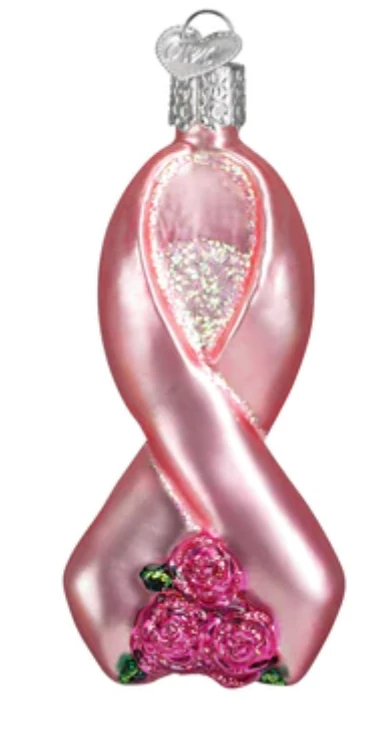 Old World Christmas Pink Ribbon With Roses Cancer Glass Ornament New With Box 3 Old World Christmas Pink Ribbon With Roses Cancer Glass Ornament New With Box - Image 3