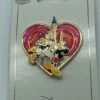 Disney Mickey Minnie Kissing Valentine Cinderella Castle Heart Pin New With Card