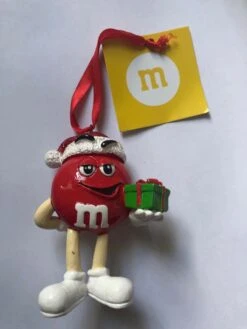 M&M's World Red Character With Present Resin Christmas Ornament New With Tag