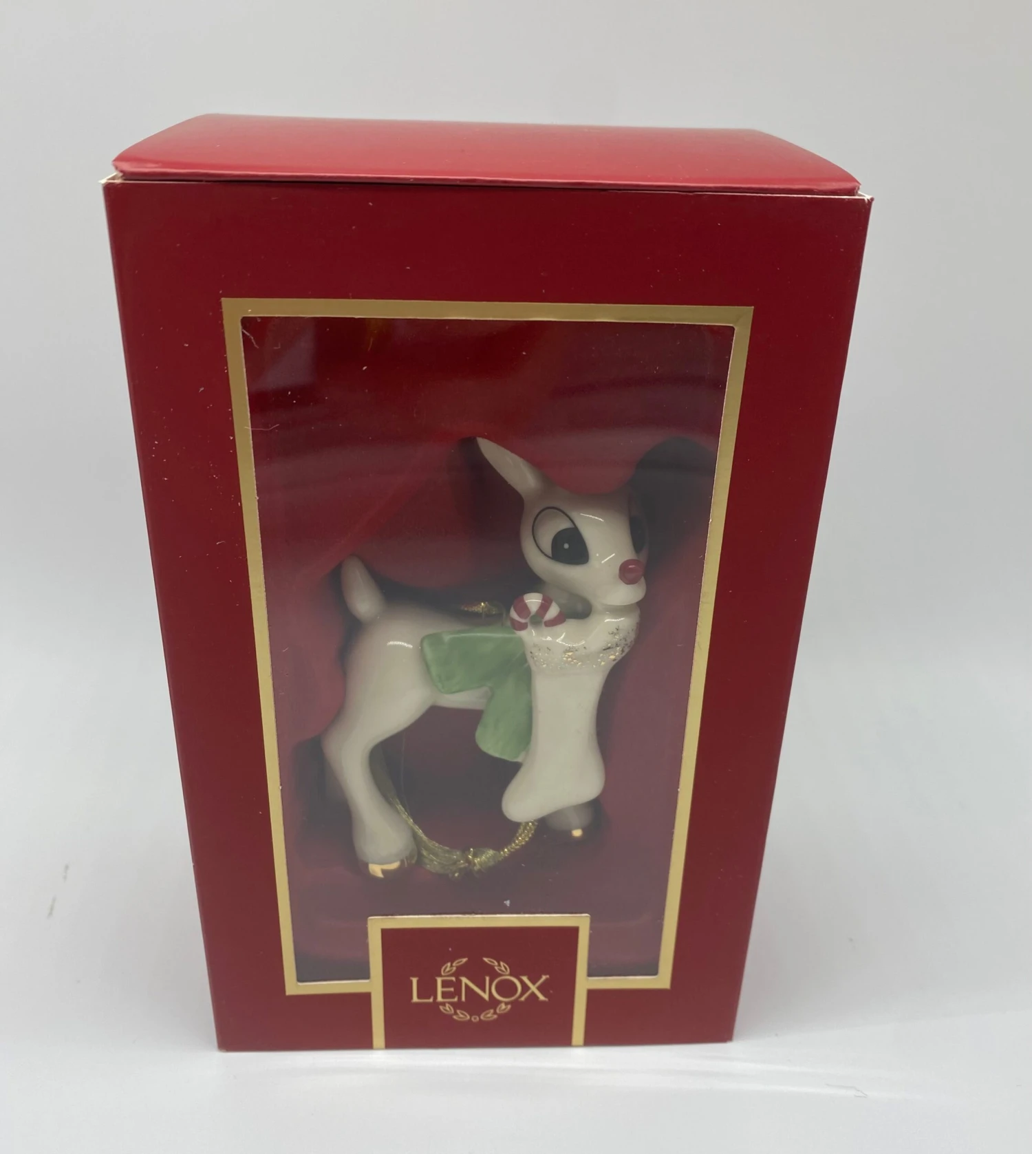 Lenox Rudolph's Surprise Stocking Christmas Ceramic Ornament New With Box 2 Lenox Rudolph's Surprise Stocking Christmas Ceramic Ornament New With Box - Image 2