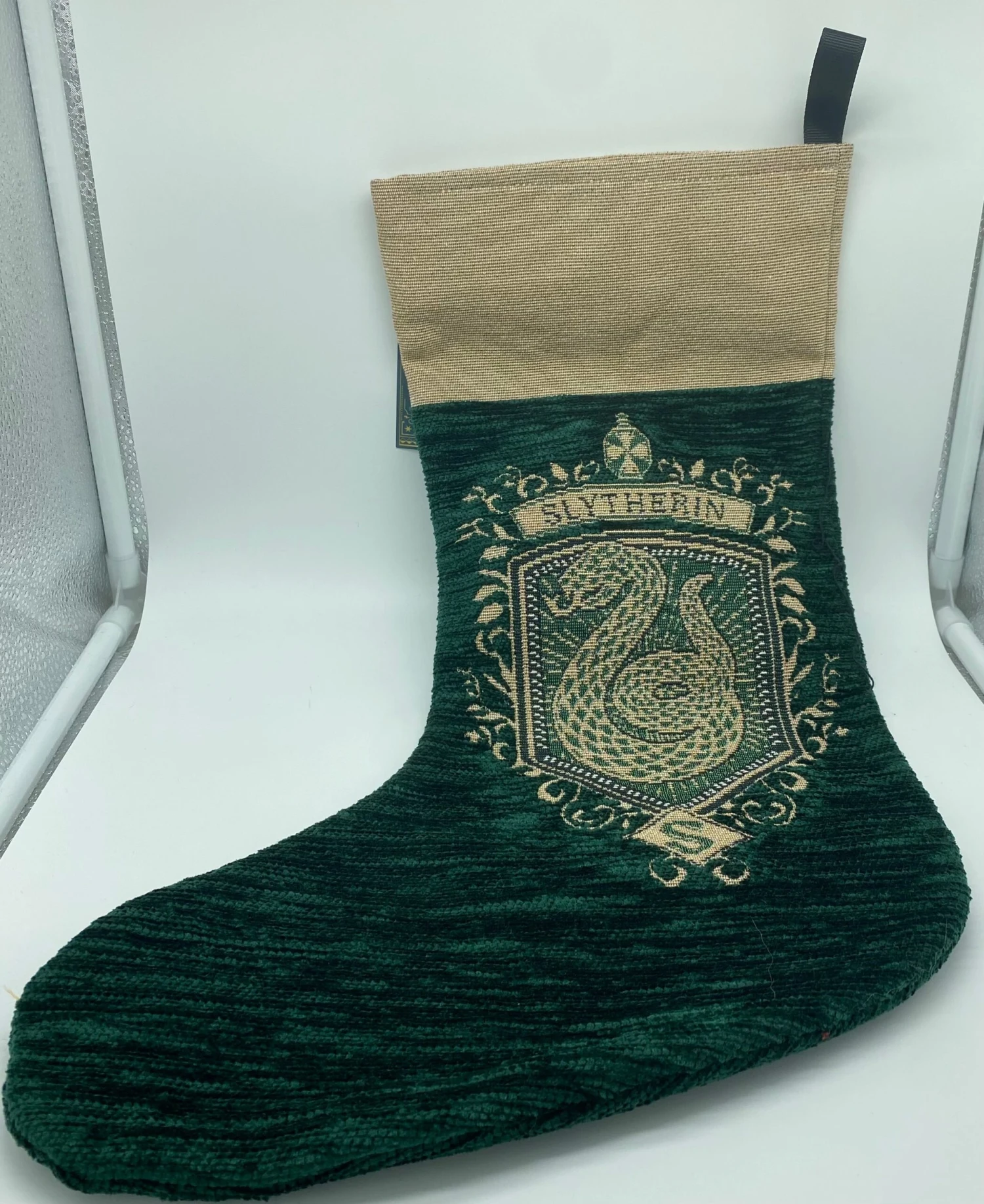 Universal Studios Harry Potter Slytherin Mascot Christmas Stocking New With Tags 2 Universal Studios Harry Potter Slytherin Mascot Christmas Stocking New With Tags - Image 2