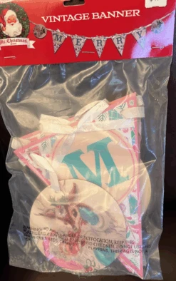 Mr. Christmas Est 1933 Pastel Pink Vintage Banner Merry New With Tag -I Love Characters cbc6317f baaa 5e8d 9fde 9306b4992348