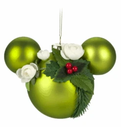 Disney Mickey Floral Icon Glass Christmas Tree Sketchbook Ornament New With Tag
