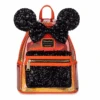 Disney Parks Halloween Minnie Orange Vinyl Sequin Loungefly Mini Backpack New
