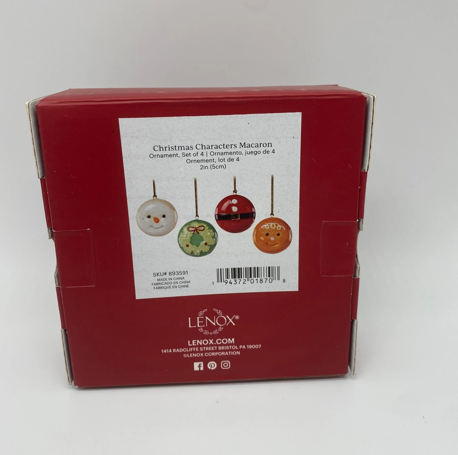 Lenox Macaron Christmas Ceramic Ornament Set Of 4 New With Box 1 Lenox Macaron Christmas Ceramic Ornament Set Of 4 New With Box